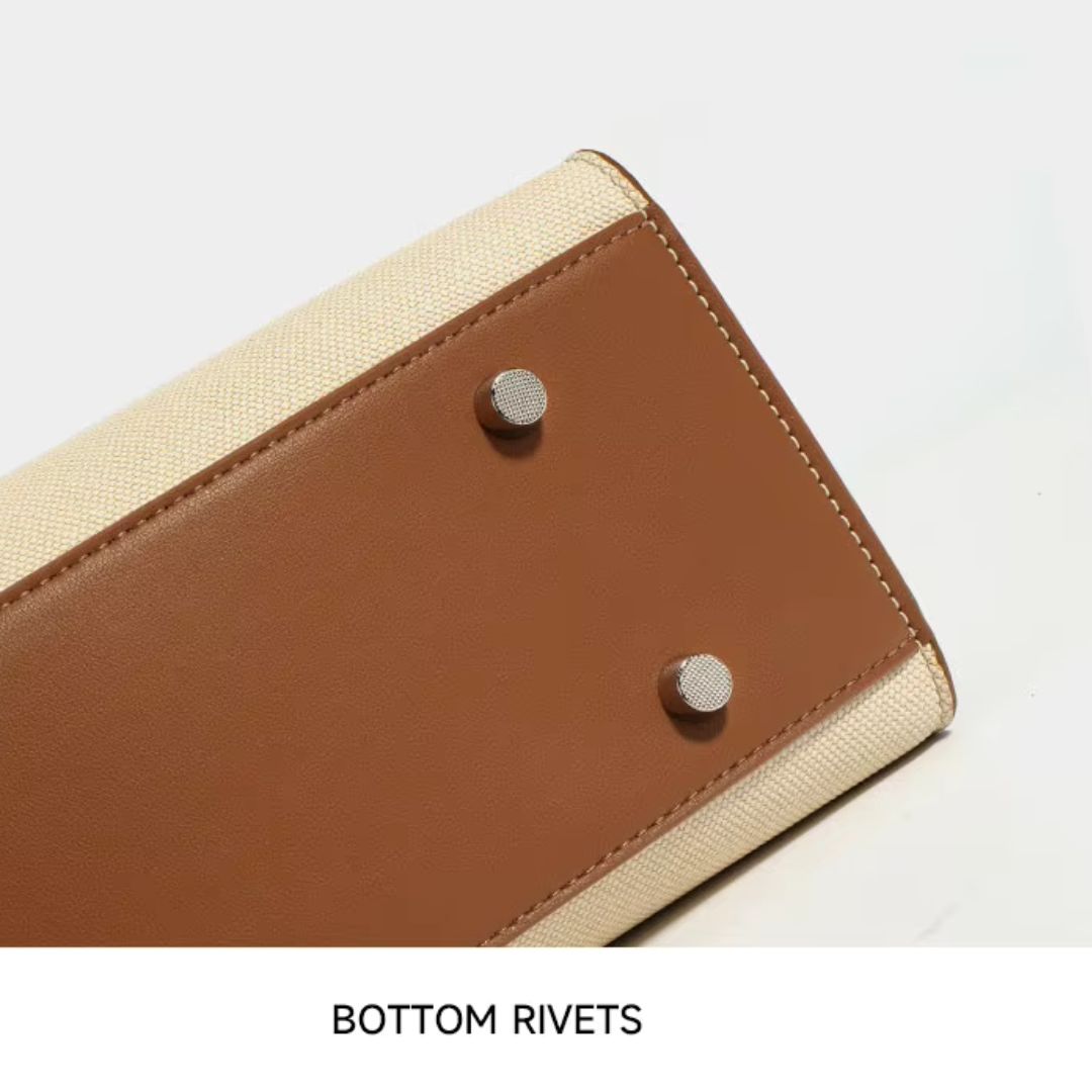 Leslie Bag in Pure Leather & Canvas