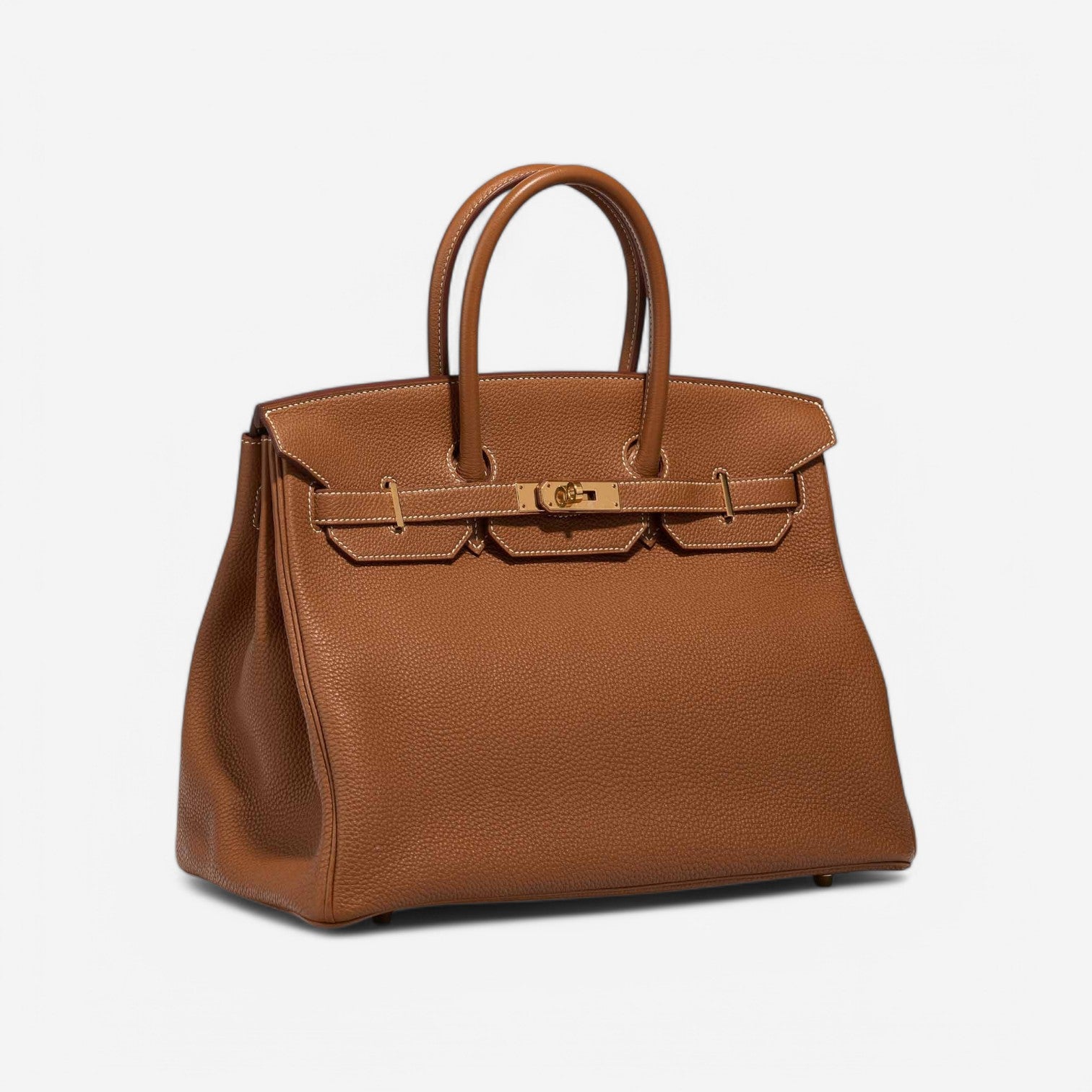 Mia Handbag 35 cm in Pure Leather with Gold Hardware